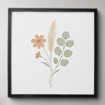 Boho Wildblume & Eukalyptus Botanische Leinwand