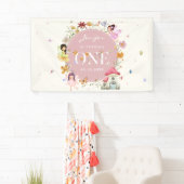 Boho Wildblume Fairy 1. Geburtstag Party Banner (Insitu)