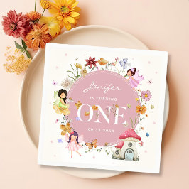 Boho Wildblume Fairy 1. Geburtstag Party Serviette