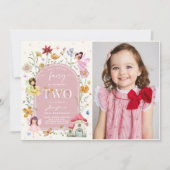 Boho Wildblume Fairy 2. Geburtstag Party Foto Einladung (Vorderseite)