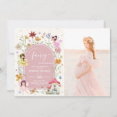 Boho Wildblume Fairy Baby Dusche Party Foto Einladung (Vorderseite)