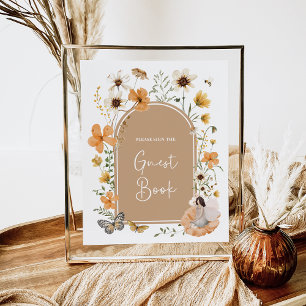 Boho Wildblume Fairy Gast Book Sign Poster