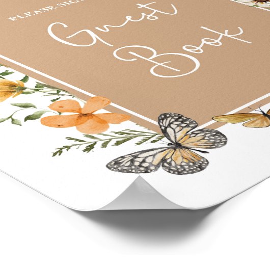 Boho Wildblume Fairy | Gast Book Sign Poster (Ecke)