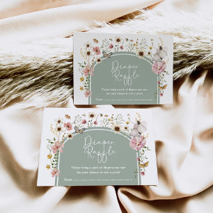 Boho Wildblume Fairy Sage Green Diaper Raffel Begleitkarte