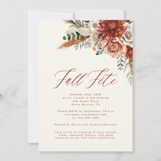 Boho Wildblume Fall Fete Celebration Einladung (Vorderseite)