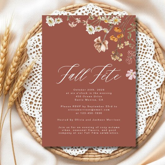Boho Wildblume Fall Fete Celebration Einladung