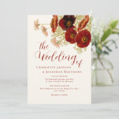 Boho Wildblume Fall Weddding Einladung (Stehend Vorderseite)