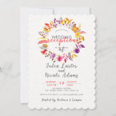 Boho Wildblume Fall Wreath Hochzeitsempfang Einladung (Vorderseite)