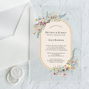 Boho Wildblume Fern Beige Bridal Brunch Acryleinladungen