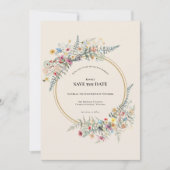 Boho Wildblume Fern Beige Hochzeit speichern das D Save The Date (Vorderseite)