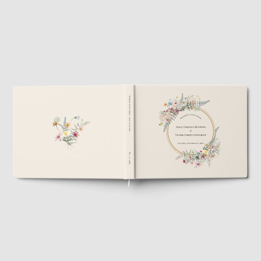 Boho Wildblume Fern Beige Wedding Gästebuch (Voll)