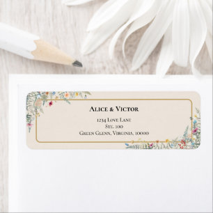 Boho Wildblume Fern Beige Wedding Rücksendeadresse