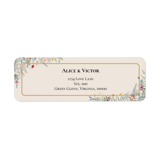 Boho Wildblume Fern Beige Wedding Rücksendeadresse (Vorne)