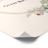 Boho Wildblume Fern Beige Wedge Guest Book Sign Poster (Ecke)