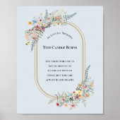 Boho Wildblume Fern Dusty Blue Diese Kerze Burns Poster (Vorne)