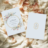 Boho Wildblume Fern Dusty Blue Wedding Save The Date