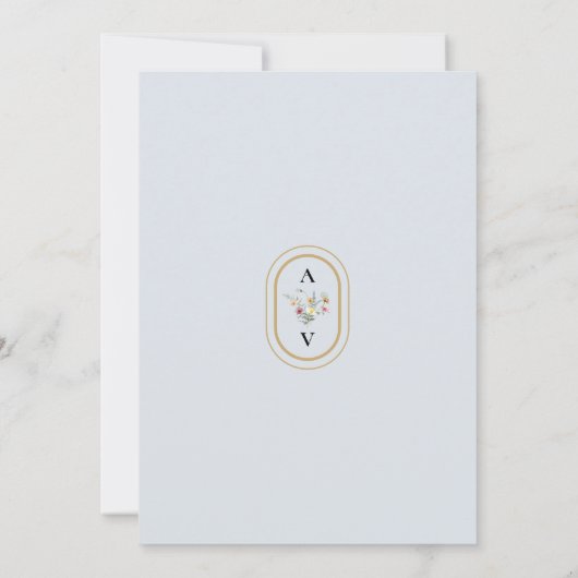 Boho Wildblume Fern Dusty Blue Wedding Save The Date (Rückseite)