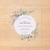 Boho Wildblume Fern Lavender Save the Date Acryleinladungen (Vorderseite)