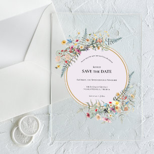 Boho Wildblume Fern Lavender Save the Date Acryleinladungen
