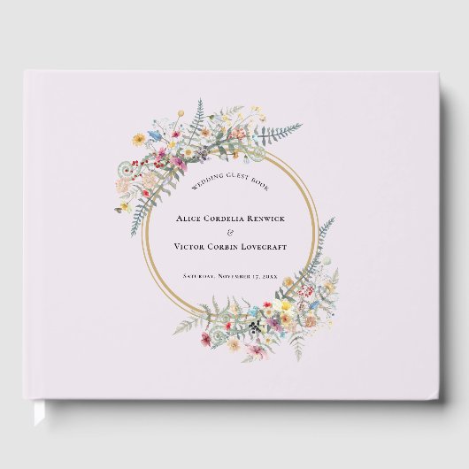 Boho Wildblume Fern Lavender Wedding Gästebuch (Vorderseite)