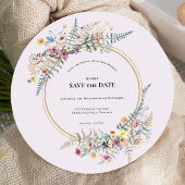 Boho Wildblume Fern Lavender Wedding Round Save The Date