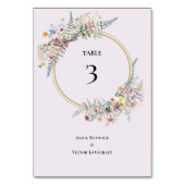 Boho Wildblume Fern Lavender Wedding Tischnummer (Rückseite)