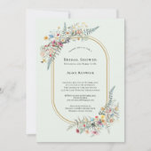 Boho Wildblume Fern Mint Green Brautparty Einladung (Vorderseite)