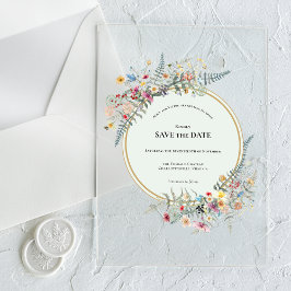 Boho Wildblume Fern Mint Green Save the Date Acryleinladungen