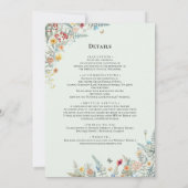 Boho Wildblume Fern Mint Green Wedding Details Einladung (Rückseite)