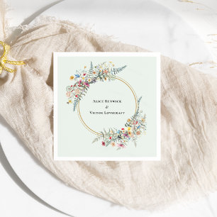 Boho Wildblume Fern Mint Green Wedding Serviette