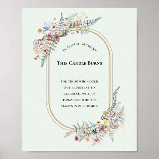Boho Wildblume fern Minze Green Diese Kerze Burns Poster (Vorne)