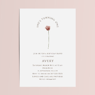 Boho Wildblume First Birthday Party Einladung