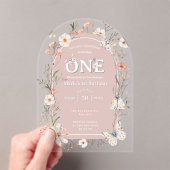Boho Wildblume Floral Baby Birthday Acryleinladungen (Insitu (Handheld))