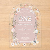 Boho Wildblume Floral Baby Birthday Acryleinladungen (Vorderseite)
