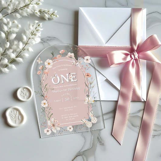 Boho Wildblume Floral Baby Birthday Acryleinladungen