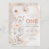 Boho Wildblume Floral Baby Birthday Einladung (Vorne/Hinten)