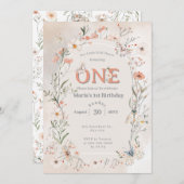 Boho Wildblume Floral Baby Birthday Einladung (Vorne/Hinten)