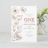Boho Wildblume Floral Baby Birthday Einladung (Stehend Vorderseite)