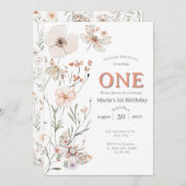 Boho Wildblume Floral Baby Birthday Einladung (Vorne/Hinten)