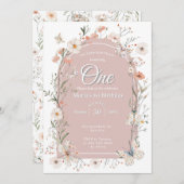 Boho Wildblume Floral Baby Birthday Einladung (Vorne/Hinten)