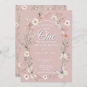 Boho Wildblume Floral Baby Birthday Einladung (Vorne/Hinten)