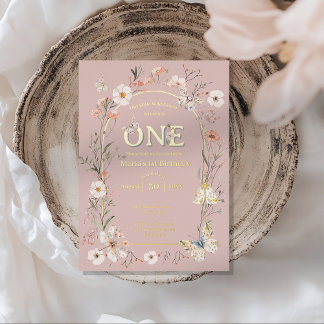 Boho Wildblume Floral Baby Birthday Folieneinladung