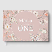 Boho Wildblume Floral Baby Birthday Gästebuch (Vorderseite)