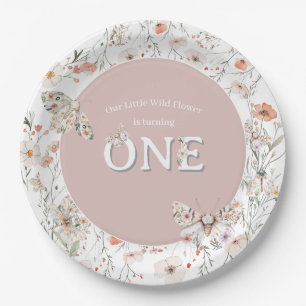 Boho Wildblume Floral Baby Birthday Pappteller