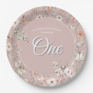 Boho Wildblume Floral Baby Birthday Pappteller