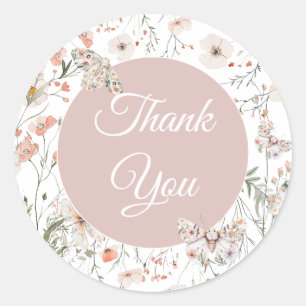 Boho Wildblume Floral Baby Birthday Runder Aufkleber