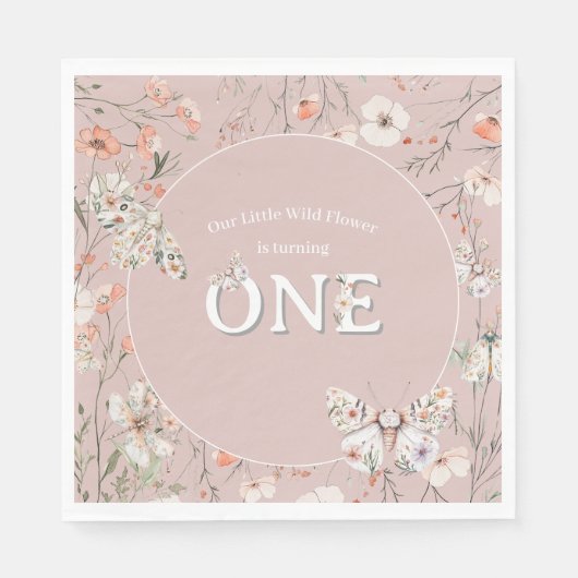 Boho Wildblume Floral Baby Birthday Serviette (Vorderseite)