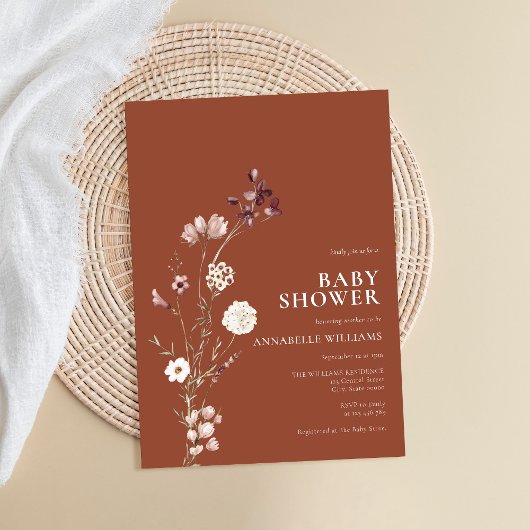 Boho Wildblume Floral Baby Dusche Einladung