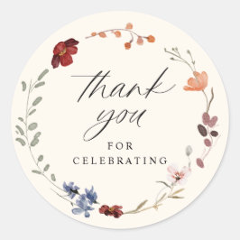 Boho Wildblume Floral Baby Dusche Runder Aufkleber