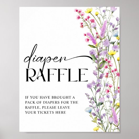 Boho Wildblume Floral Baby Dusche Windelwanne Raff Poster (Vorne)